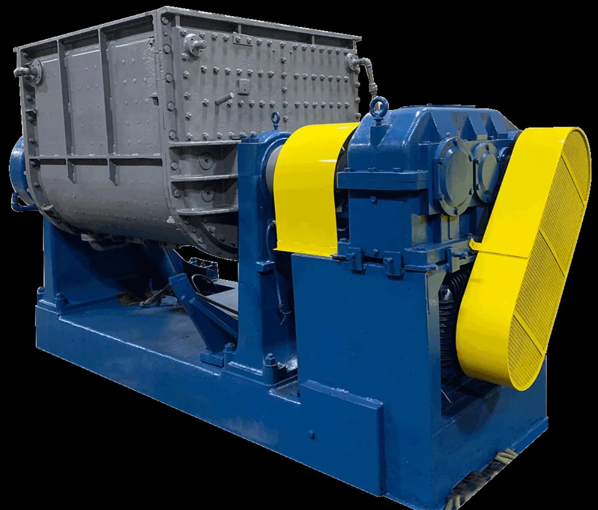A rebuilt blue Baker Perkins Sigma mixer finished at Gear Force Machine.