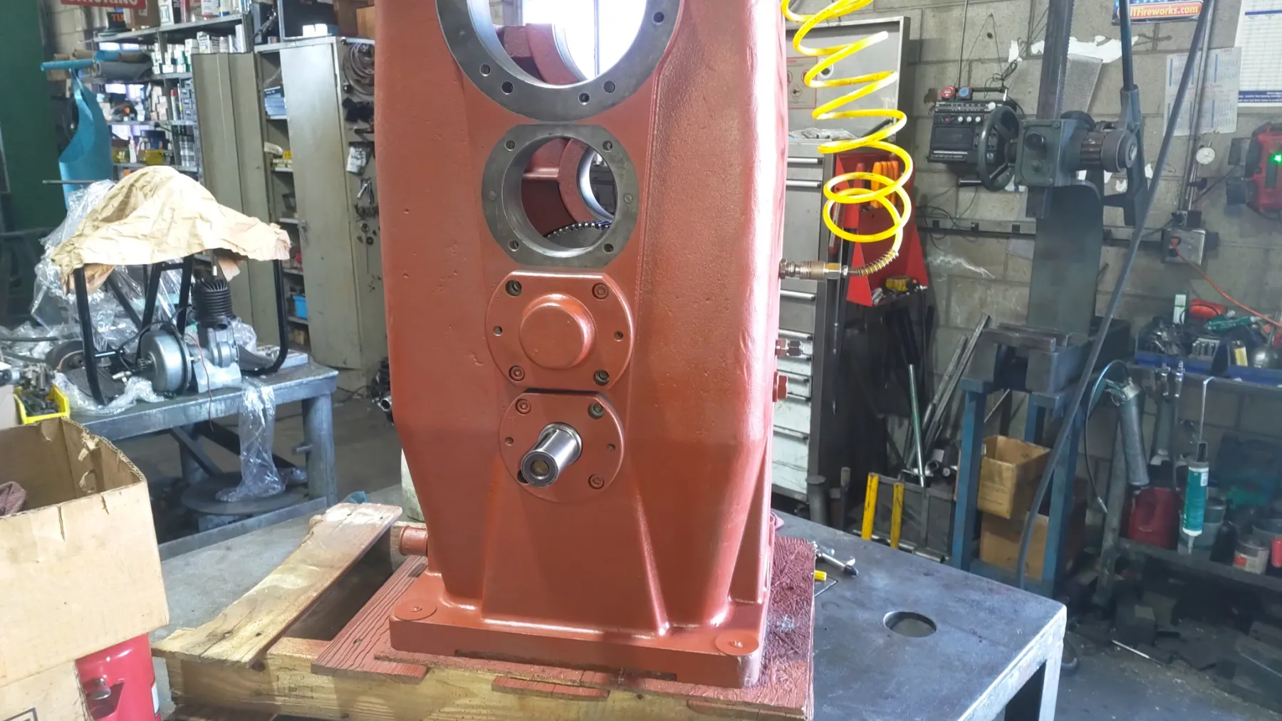 A freshly machined gearbox housing at Gear Force Machine, ready for a pulp and paper mill drive.